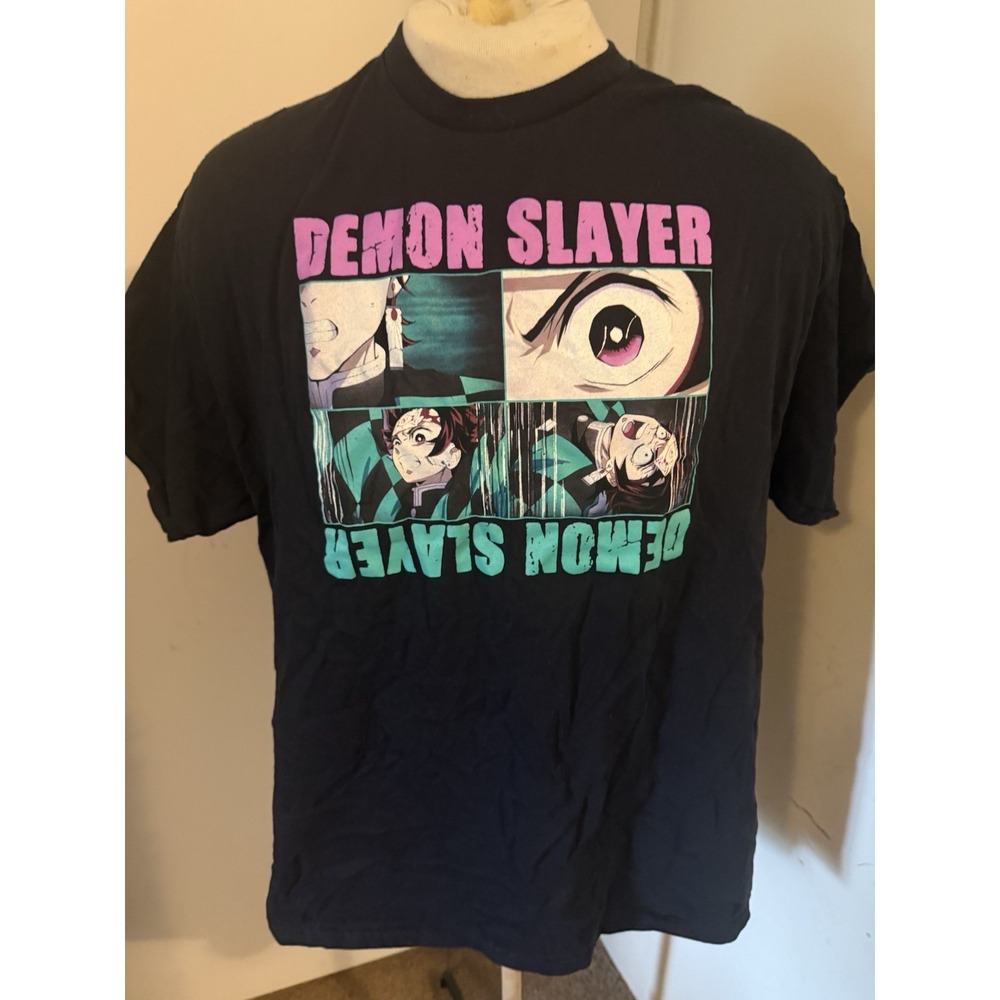 Demon Slayer Shirt Men's XL Black Anime Manga Series Graphic‎ Tee Short Sleeve